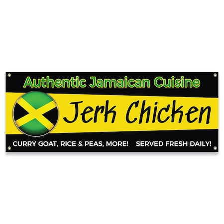 Signmission Authentic Jamaican Cuisine Jerk Chicken Curry Goat Banner Concession Stand Food Truck Single Sided B-30009